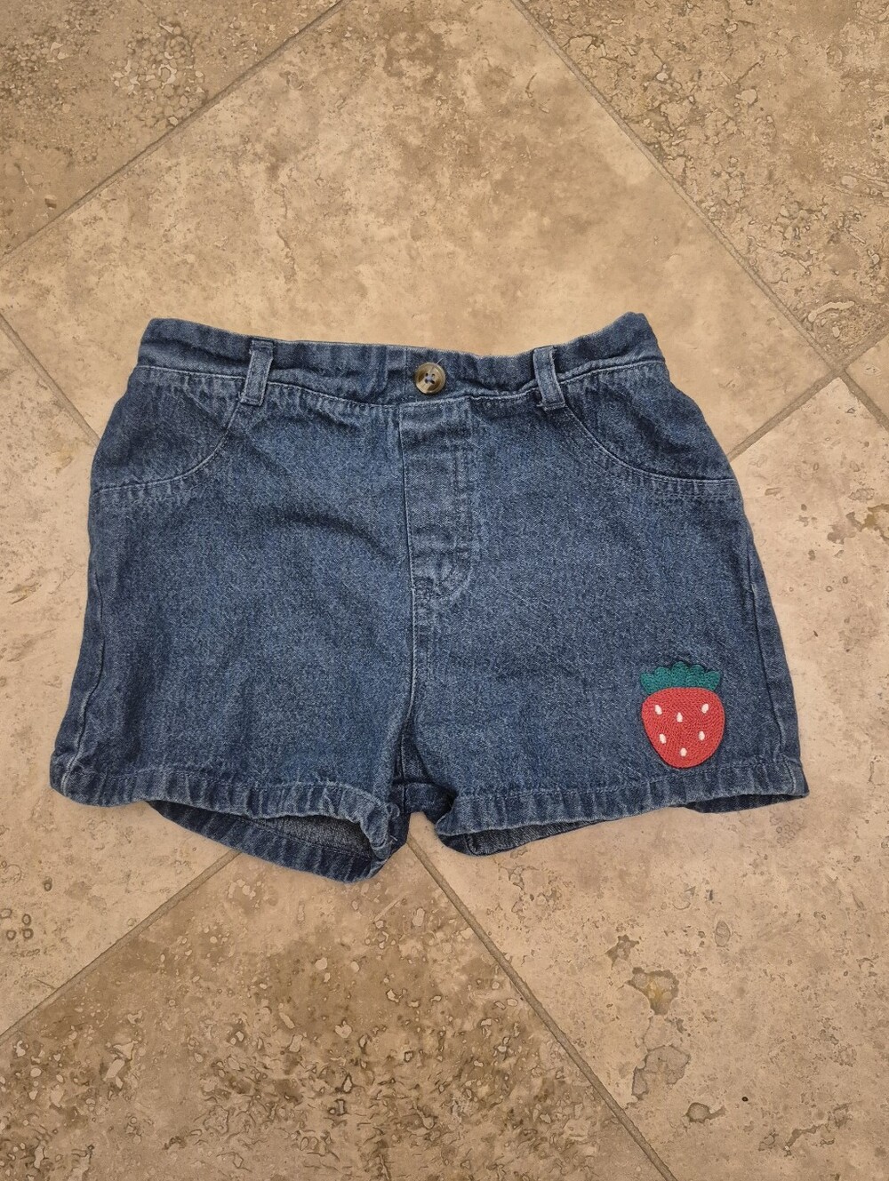 Girls Denim Shorts with Strawberry Patch Size 6